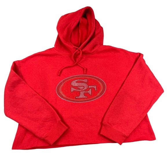 San Francisco 49ers Rhinestone Cropped Hoodie Women's XXL - Picture 1 of 10